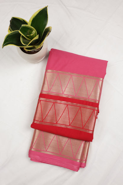 Premium Semi Crepe Dual Tone Zari Work Saree | Interlocking Triangle Pattern | Wedding, Festive & Party Wear Semi Saree for Women