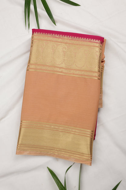Premium Semi Crepe Dual Tone Saree with Ornate Zari Borders & Paisley Motif | Wedding, Festive & Party Wear Semi Saree for Women