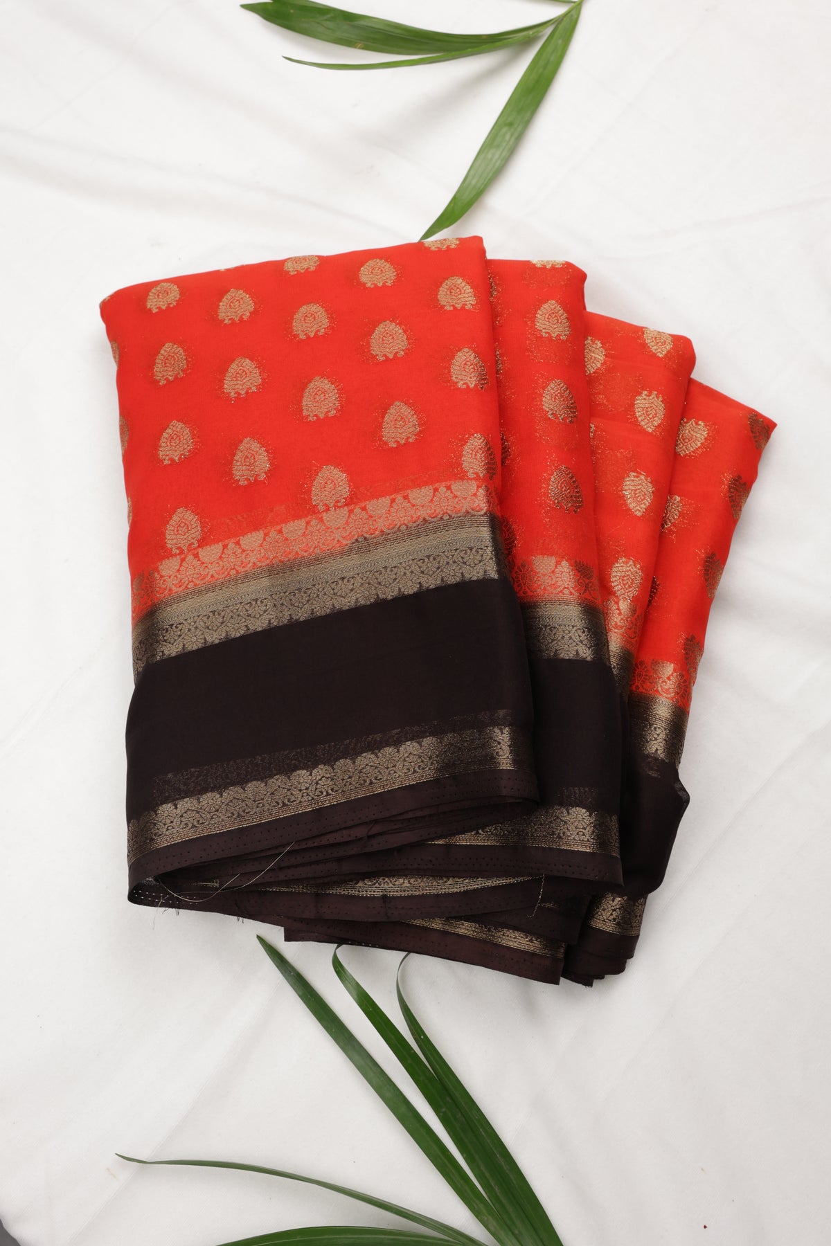 Premium Semi Crepe Gold Zari Butta Saree with Contrasting Border | Wedding, Festive & Traditional Semi Saree for Women