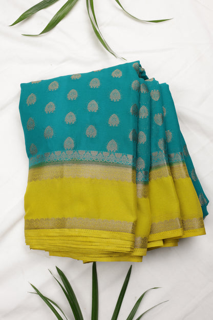 Premium Semi Crepe Gold Zari Butta Saree with Contrasting Border | Wedding, Festive & Traditional Semi Saree for Women
