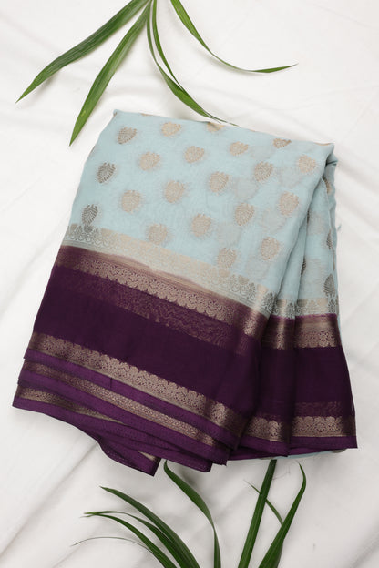 Premium Semi Crepe Gold Zari Butta Saree with Contrasting Border | Wedding, Festive & Traditional Semi Saree for Women