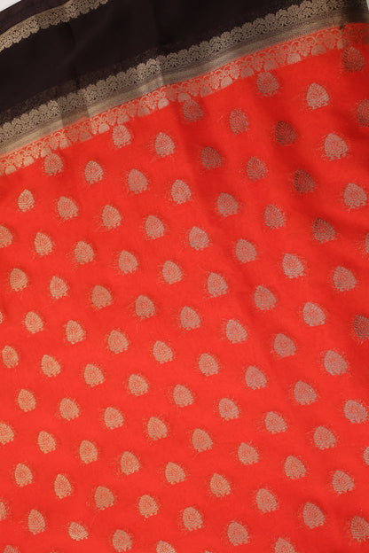 Premium Semi Crepe Gold Zari Butta Saree with Contrasting Border | Wedding, Festive & Traditional Semi Saree for Women