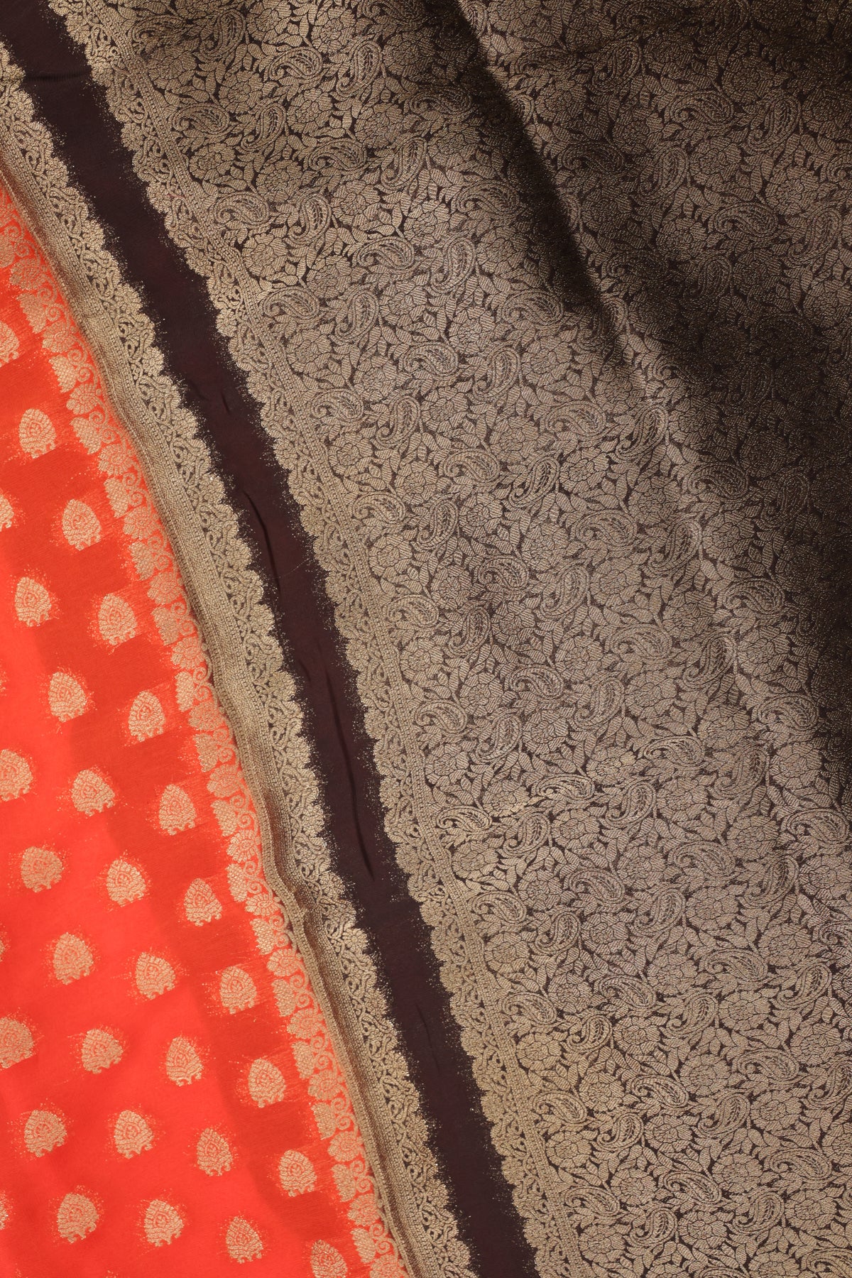 Premium Semi Crepe Gold Zari Butta Saree with Contrasting Border | Wedding, Festive & Traditional Semi Saree for Women