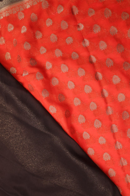Premium Semi Crepe Gold Zari Butta Saree with Contrasting Border | Wedding, Festive & Traditional Semi Saree for Women