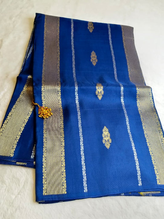 Exquisite Tussar Silk Sarees Borderless in Royal Blue and Rani Pink (Code-SS-39)