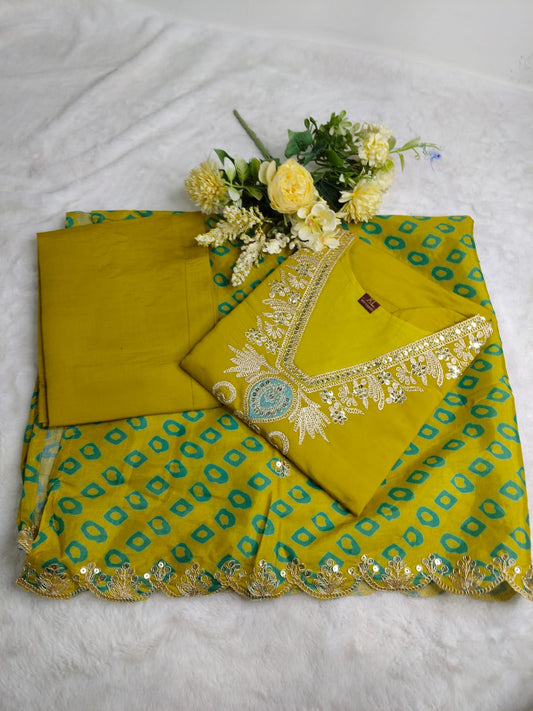 Henna Green Mirror-Work Salwar Kameez Set(Code RS-29 )