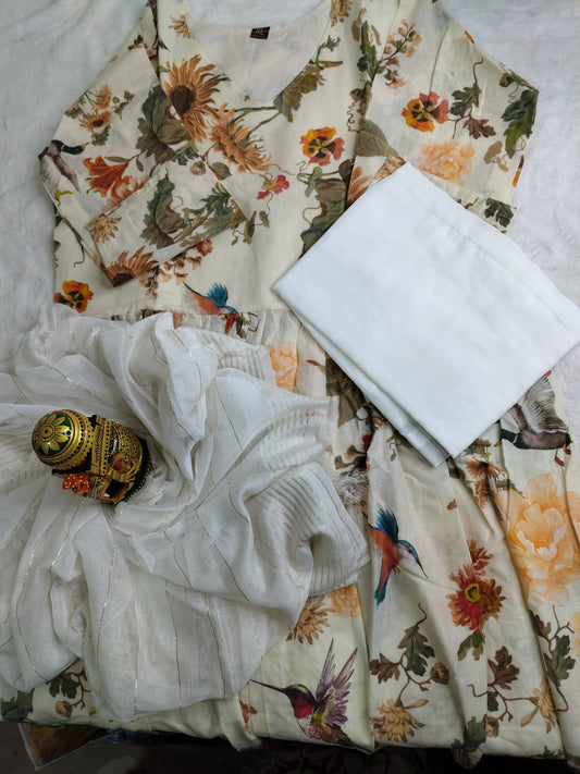 Ivory Meadow Cotton Kurta Set (Code - RS-13 )