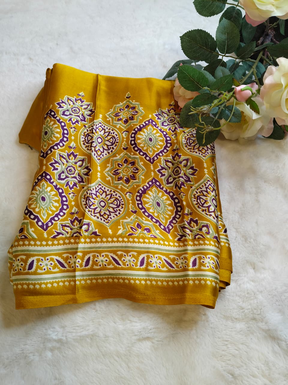 Modal Silk Ajrakh Print Saree (Code - MDS-03)