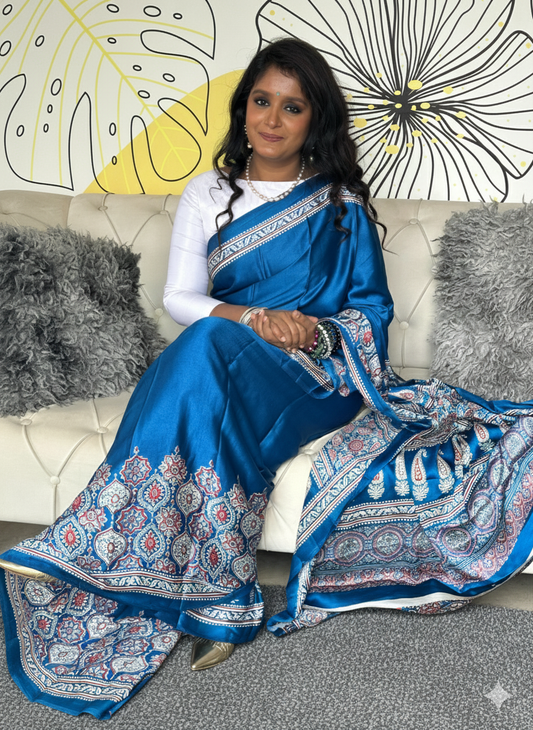 Modal Silk Ajrakh Print Saree (Code - MDS-03)