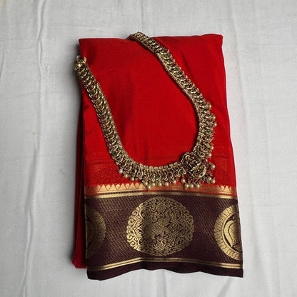 Premium Semi Crepe Saree with Gandaberunda Motif & Premium Imitation Gold Thread | Designer Wedding, Festive & Traditional Saree for Women
