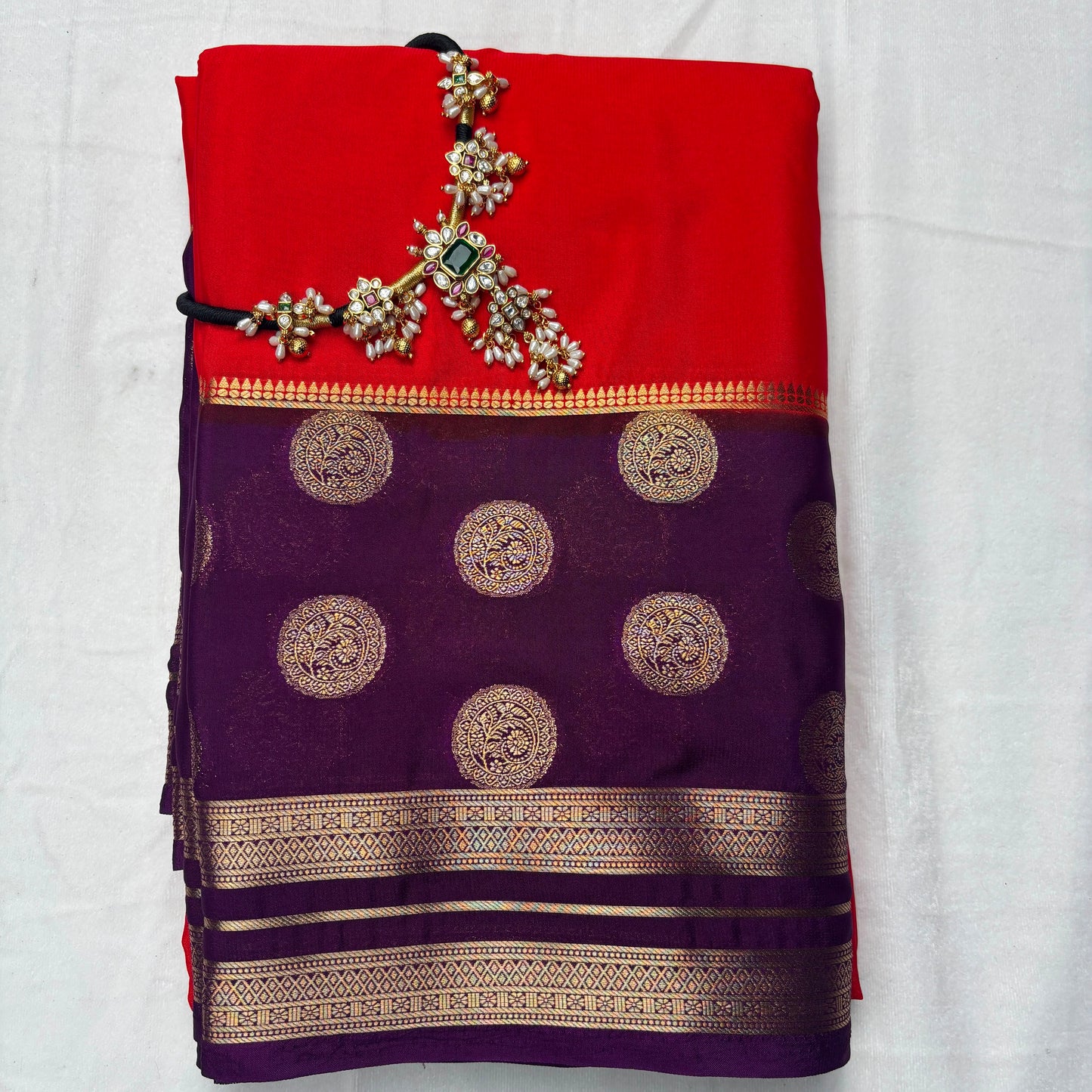 Premium Semi Crepe Silk Saree with Elegant Dual Tone Design & Rich Contrast Weave | Wedding, Festive & Party Wear | Radha By Rapid Rashmi
