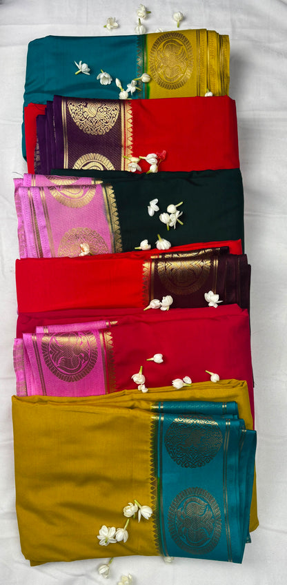 Premium Semi Crepe Saree with Gandaberunda Motif & Premium Imitation Gold Thread | Designer Wedding, Festive & Traditional Saree for Women