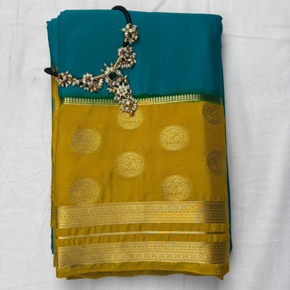 Premium Semi Crepe Silk Saree with Elegant Dual Tone Design & Rich Contrast Weave | Wedding, Festive & Party Wear | Radha By Rapid Rashmi