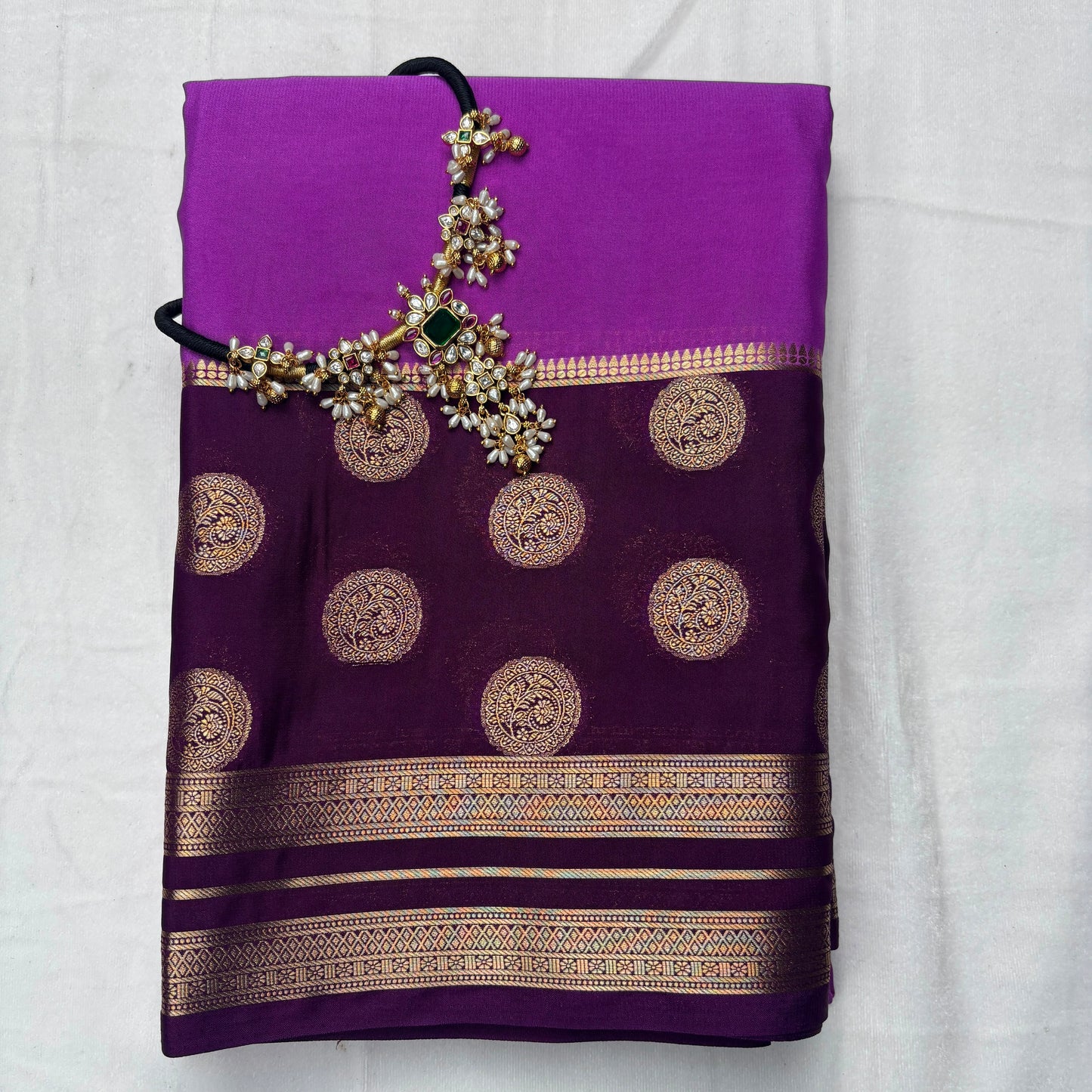 Premium Semi Crepe Silk Saree with Elegant Dual Tone Design & Rich Contrast Weave | Wedding, Festive & Party Wear | Radha By Rapid Rashmi