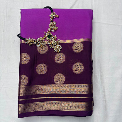 Premium Semi Crepe Silk Saree with Elegant Dual Tone Design & Rich Contrast Weave | Wedding, Festive & Party Wear | Radha By Rapid Rashmi