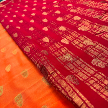 Premium Semi Crepe Silk Saree with Dual Tone Weaving & Rich Zari Work | Wedding, Festive & Traditional Wear | Radha By Rapid Rashmi