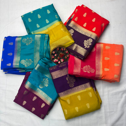 Premium Semi Crepe Silk Saree with Dual Tone Weaving & Rich Zari Work | Wedding, Festive & Traditional Wear | Radha By Rapid Rashmi