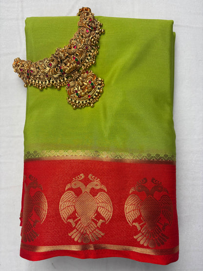 Premium Semi Crepe Saree with Gandaberunda Motif & Elegant Bentex Border | Designer Wedding, Festive & Traditional Saree for Women