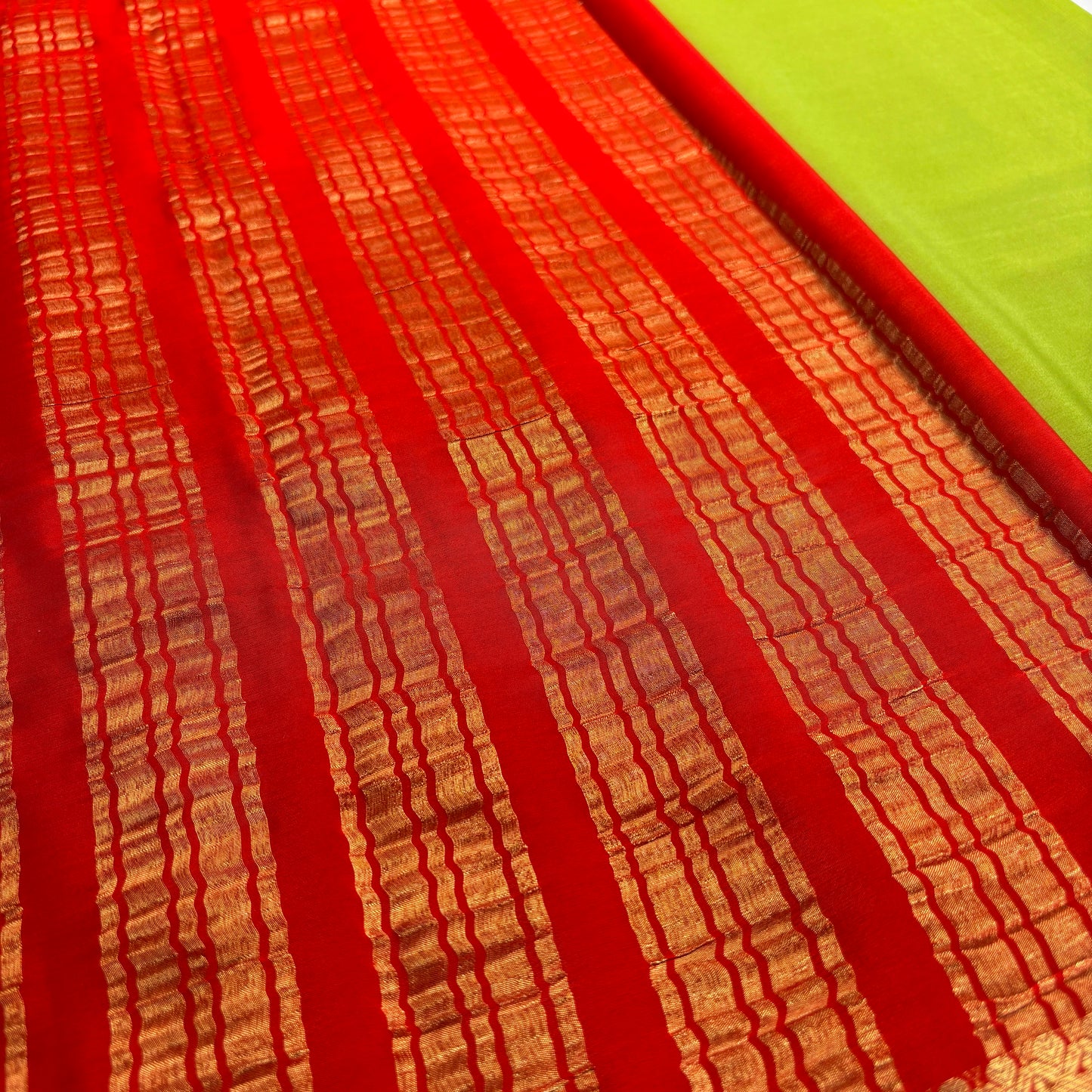 Premium Semi Crepe Saree with Gandaberunda Motif & Elegant Bentex Border | Designer Wedding, Festive & Traditional Saree for Women