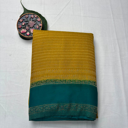 Premium Handloom Semi Crepe Silk Saree with Elegant Dual Tone Weave & Rich Contrast Border | Wedding, Festive & Traditional Wear | Radha By Rapid Rashmi