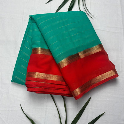 Premium Semi Crepe Saree with 2D Contrast Border & Elegant Zari Stripes | Designer Wedding, Festive & Party Wear Saree for Women