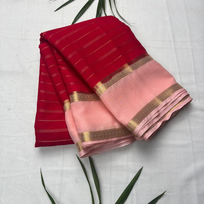 Premium Semi Crepe Saree with 2D Contrast Border & Elegant Zari Stripes | Designer Wedding, Festive & Party Wear Saree for Women