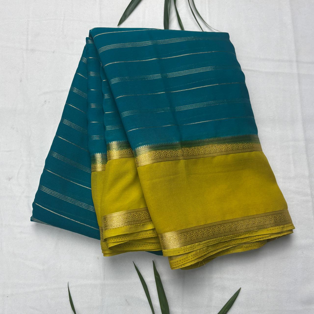 Premium Semi Crepe Saree with 2D Contrast Border & Elegant Zari Stripes | Designer Wedding, Festive & Party Wear Saree for Women