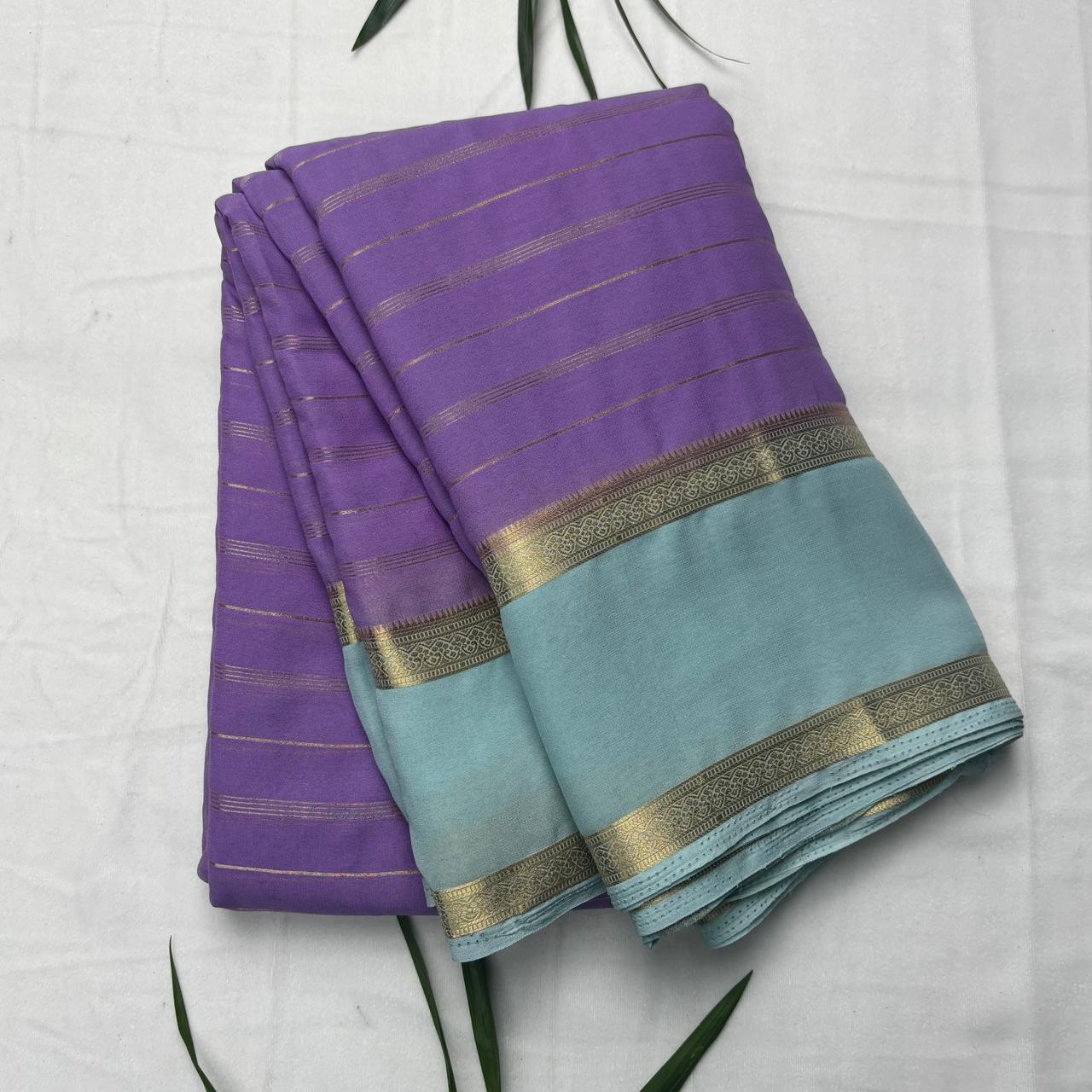 Premium Semi Crepe Saree with 2D Contrast Border & Elegant Zari Stripes | Designer Wedding, Festive & Party Wear Saree for Women