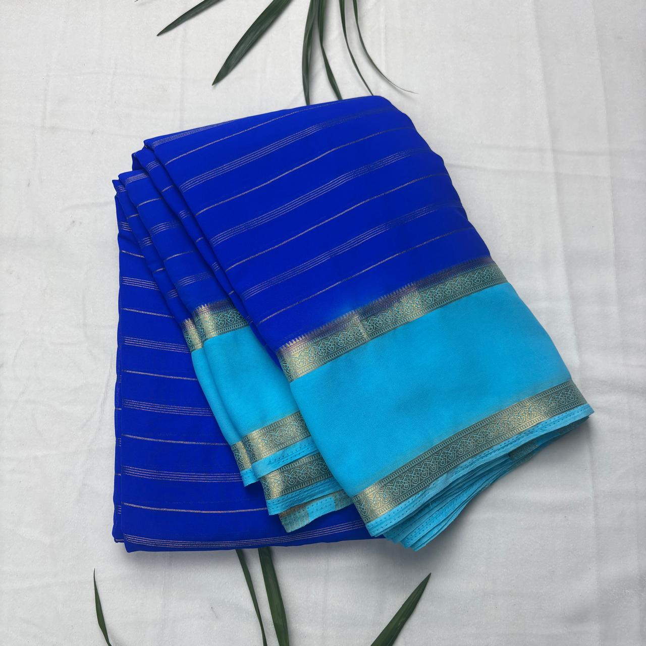 Premium Semi Crepe Saree with 2D Contrast Border & Elegant Zari Stripes | Designer Wedding, Festive & Party Wear Saree for Women