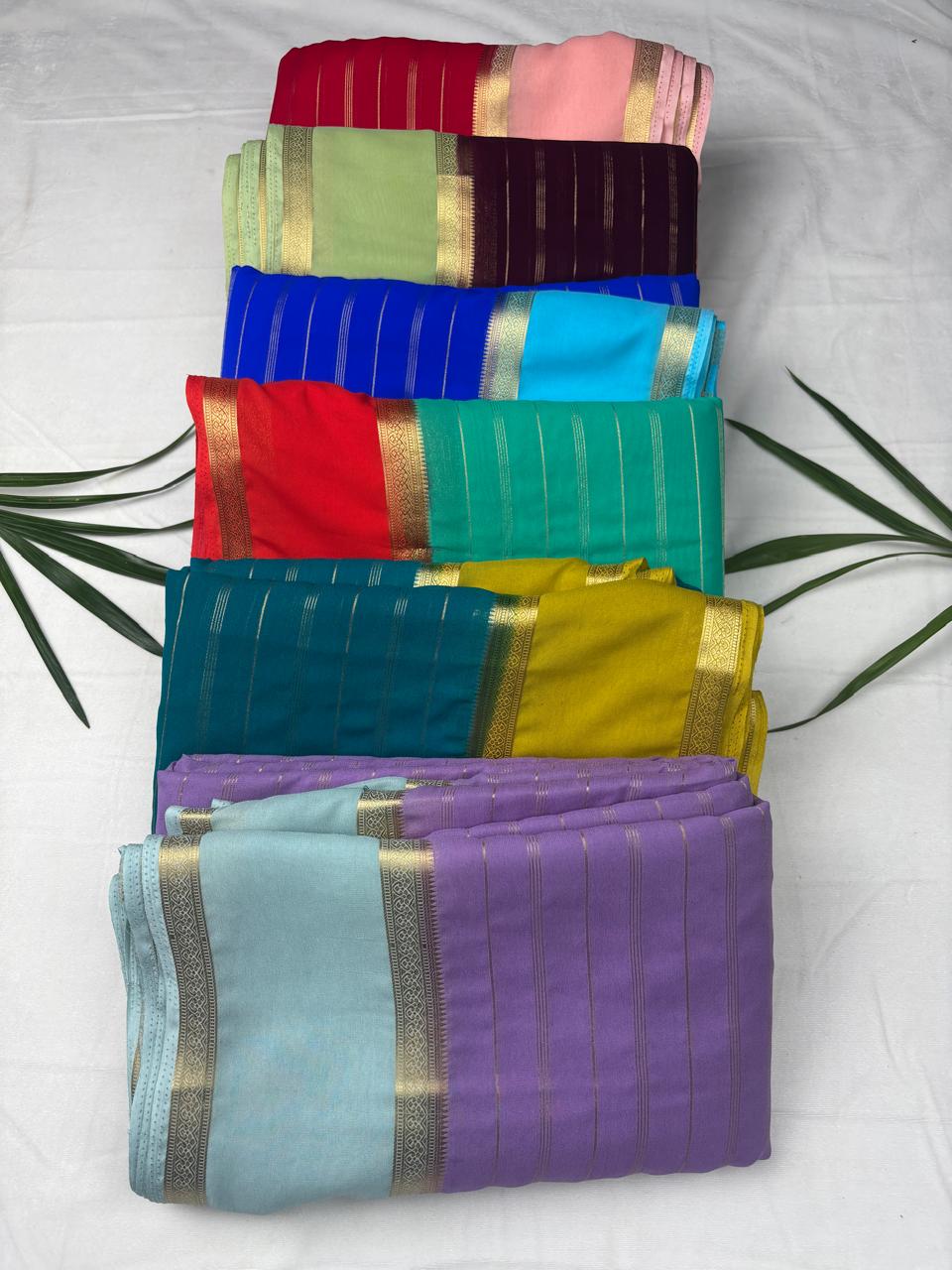 Premium Semi Crepe Saree with 2D Contrast Border & Elegant Zari Stripes | Designer Wedding, Festive & Party Wear Saree for Women