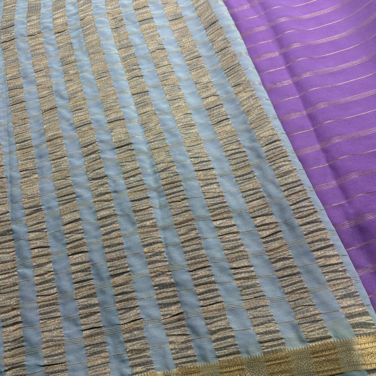 Premium Semi Crepe Saree with 2D Contrast Border & Elegant Zari Stripes | Designer Wedding, Festive & Party Wear Saree for Women