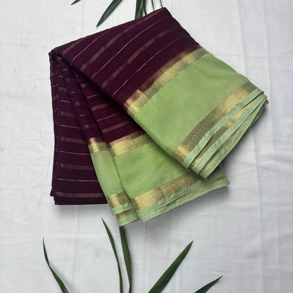 Premium Semi Crepe Saree with 2D Contrast Border & Elegant Zari Stripes | Designer Wedding, Festive & Party Wear Saree for Women