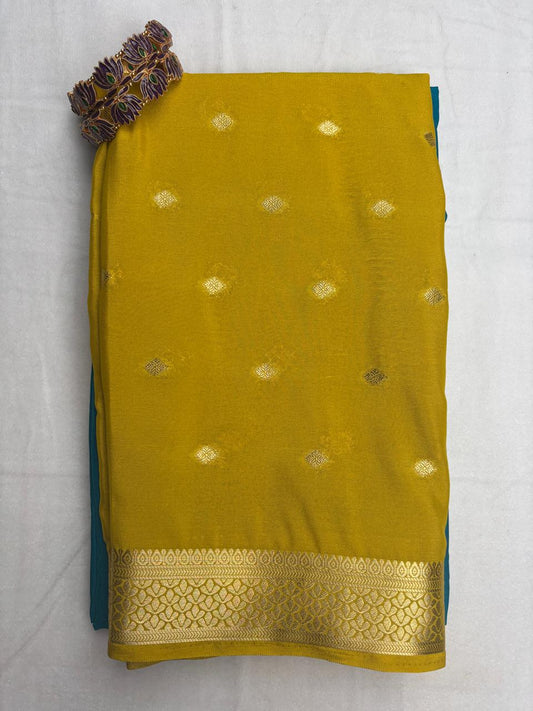 Premium Semi Crepe Traditional Colour Block Saree with Rich Zari Border | Festive, Wedding & Party Wear Saree for Women