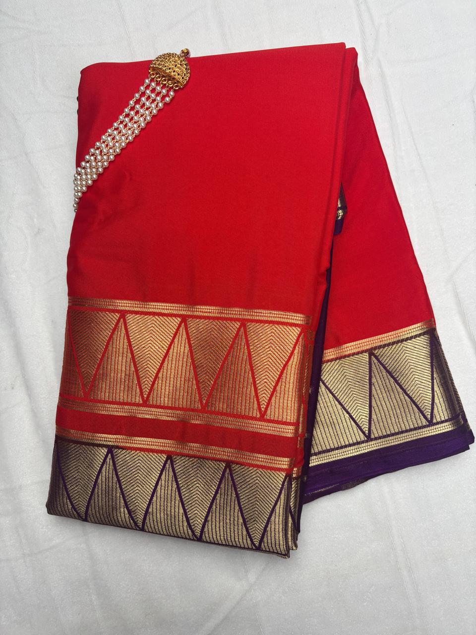 Premium Semi Crepe Dual Tone Saree with Contrast Colour Design & Rich Zari Border | Designer Wedding, Festive & Party Wear Saree