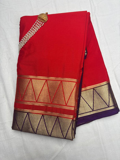 Premium Semi Crepe Dual Tone Saree with Contrast Colour Design & Rich Zari Border | Designer Wedding, Festive & Party Wear Saree