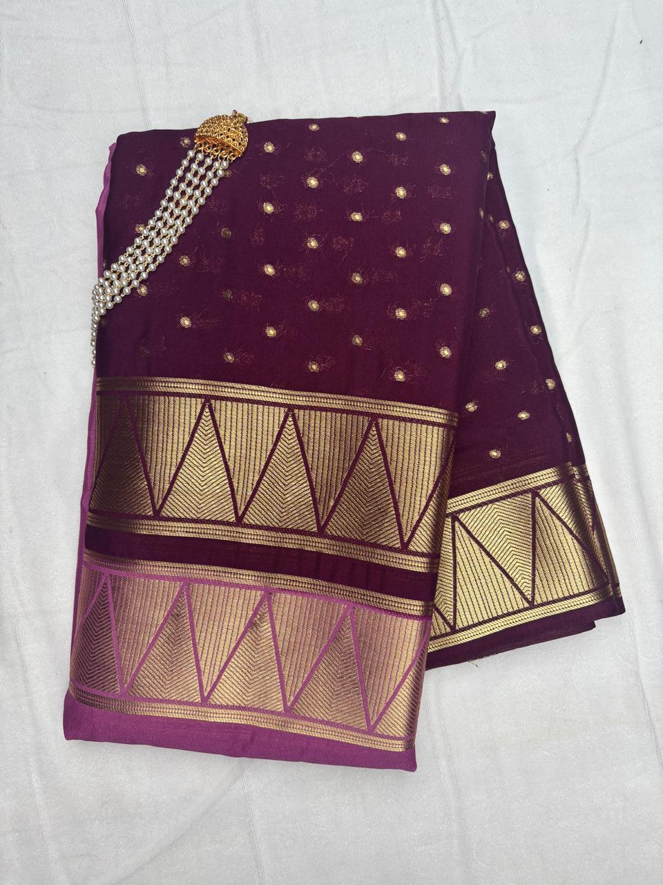 Premium Semi Crepe Dual Tone Saree with Contrast Colour Design & Rich Zari Border | Designer Wedding, Festive & Party Wear Saree