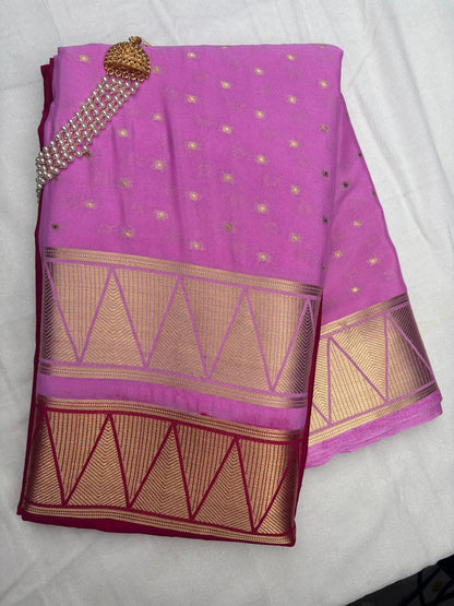 Premium Semi Crepe Dual Tone Saree with Contrast Colour Design & Rich Zari Border | Designer Wedding, Festive & Party Wear Saree