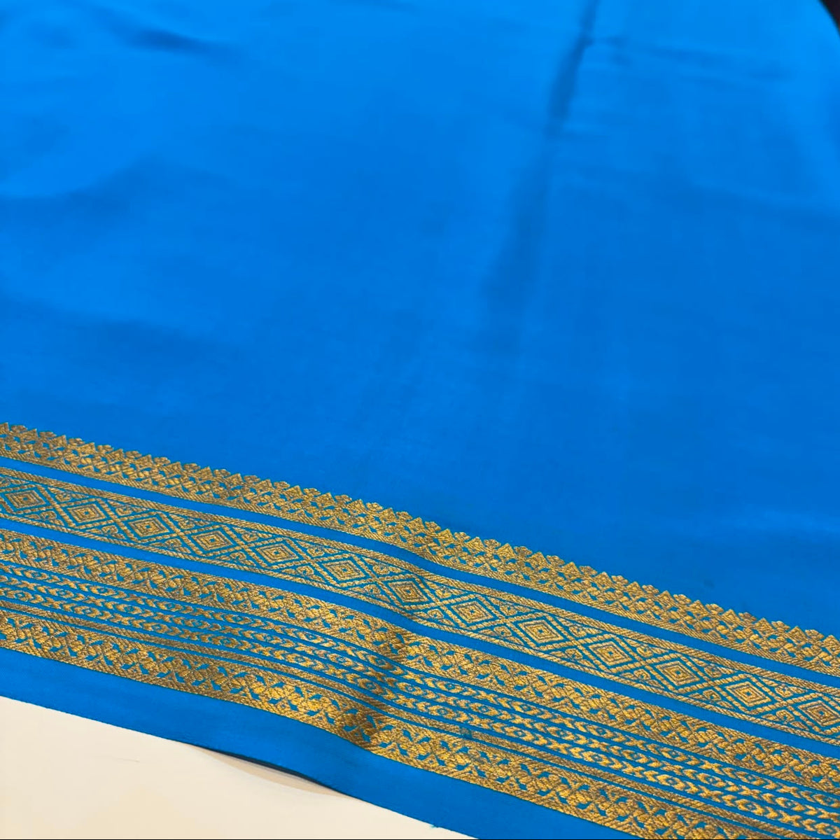 Pure Mysore Crepe Silk Saree in Yellow & Green
