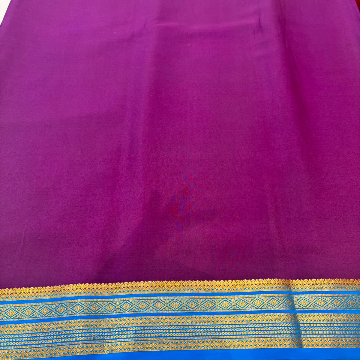 Pure Mysore Crepe Silk Saree in Yellow & Green