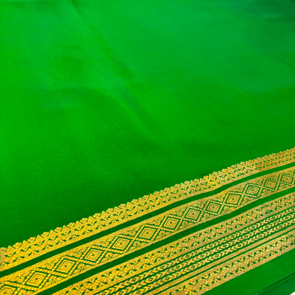 Pure Mysore Crepe Silk Saree in Red & Green with Striking Contrast