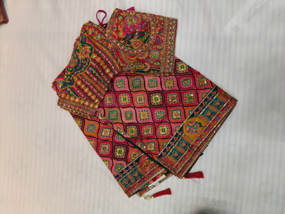 Rajwadi Rajasthani Hand Embroidery Saree in Regal Red