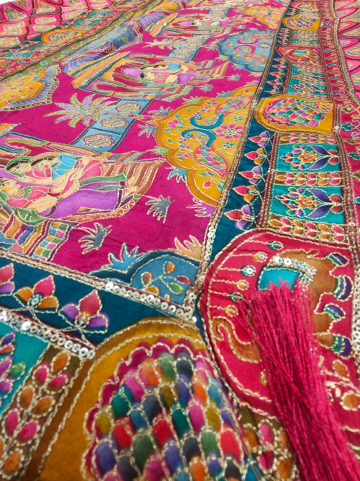 Rajwadi Rajasthani Hand Embroidery Saree in Regal Red