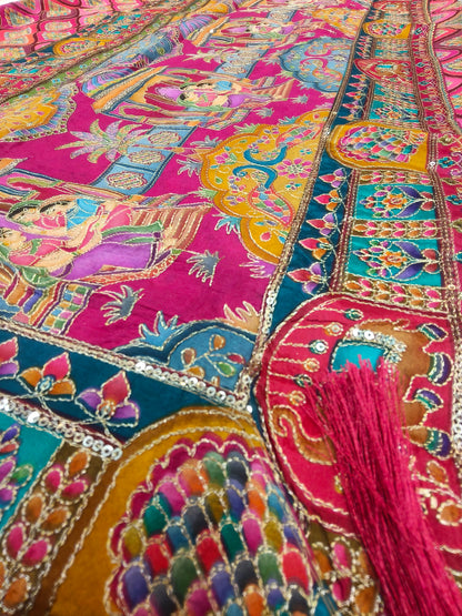 Rajwadi Rajasthani Hand Embroidery Saree in Regal Red