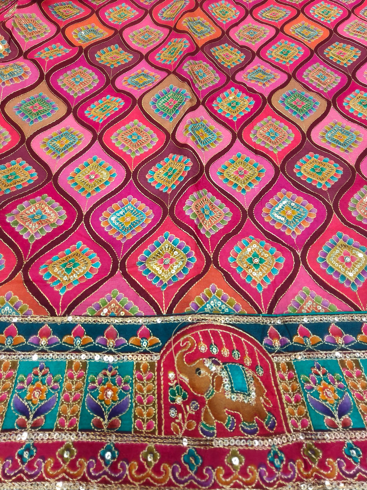 Rajwadi Rajasthani Hand Embroidery Saree in Regal Red