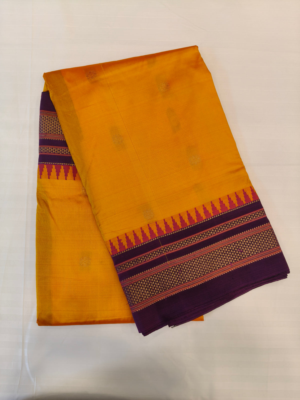 Pure Ilkal Handloom Saree in Vibrant Yellow with Signature Karnataka Weaving