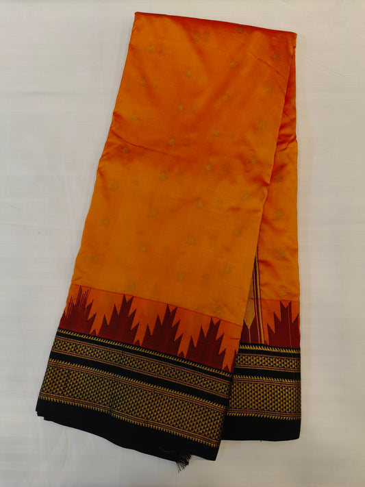 Pure Ilkal Handloom Saree in Vibrant Yellow with Traditional Karnataka Weaving