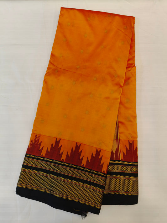 Pure Ilkal Handloom Saree in Vibrant Yellow with Traditional Karnataka Weaving