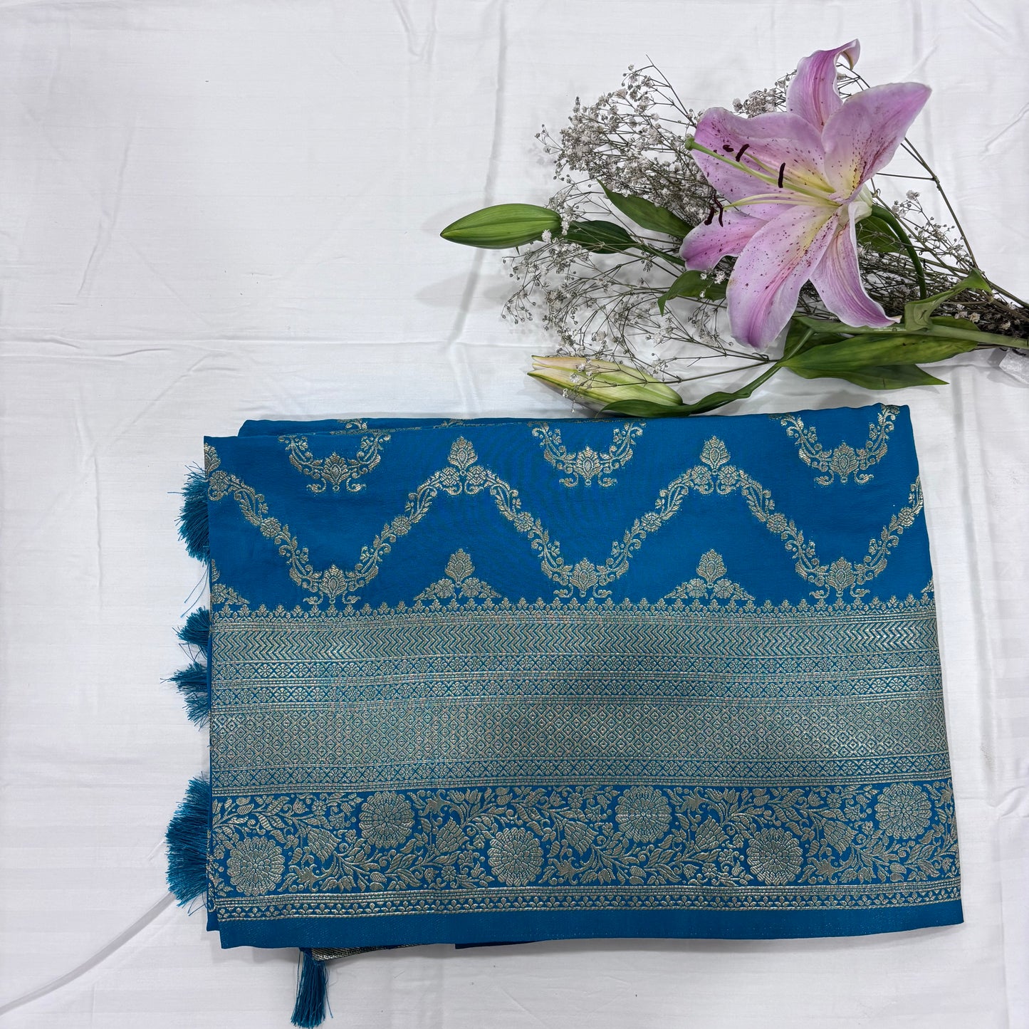 Banarasi Georgette Saree with Rich Pallu & Floral Border | Premium Party Wear Saree