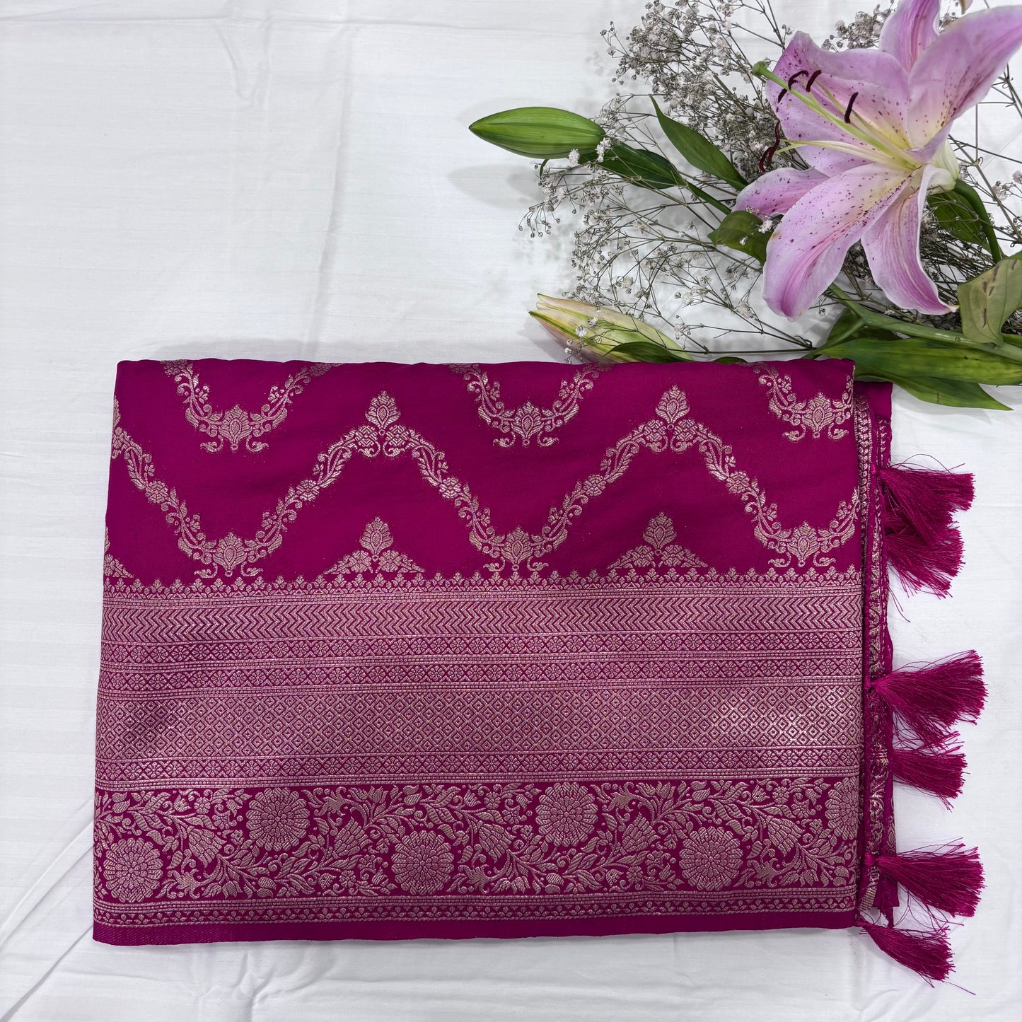 Banarasi Georgette Saree with Rich Pallu & Floral Border | Premium Party Wear Saree