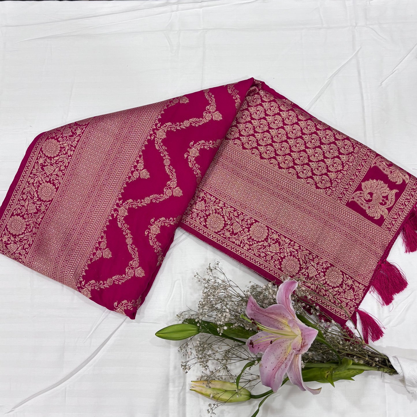 Banarasi Georgette Saree with Rich Pallu & Floral Border | Premium Party Wear Saree